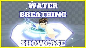 Video thumbnail for a "Water Breathing Showcase" featuring a Roblox character.