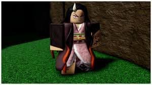 Roblox character resembling Nezuko Kamado from Demon Slayer.